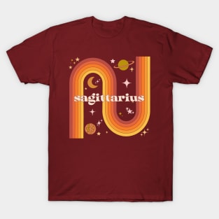 Sagittarius Warm Rainbow - 70s Sagittarius Zodiac T-Shirt